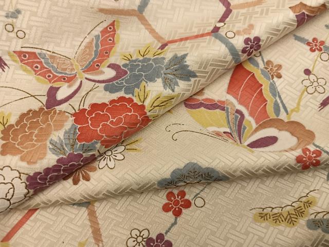 平和屋着物■上質な小紋　舞蝶花文　金彩　正絹　逸品　BAAX8677mz