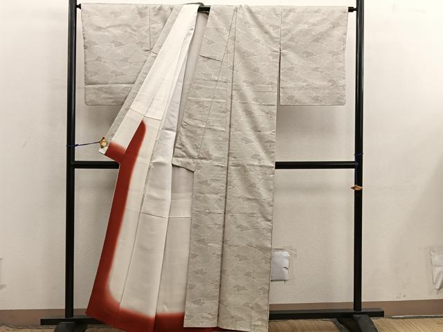 平和屋着物■上質な紬　幾何学文様　正絹　逸品　BAAX8678mz