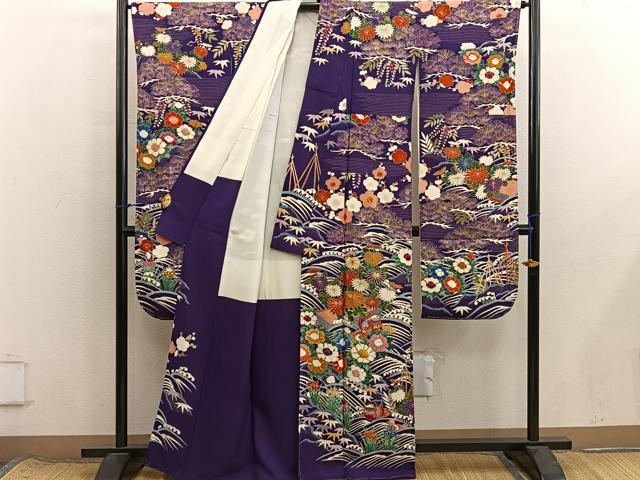 平和屋着物●豪華振袖　作家物　駒刺繍　春日花舟文様　金彩　正絹　逸品　未使用　BAAX8679mz