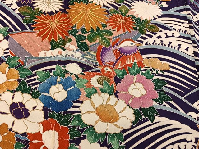 平和屋着物●豪華振袖　作家物　駒刺繍　春日花舟文様　金彩　正絹　逸品　未使用　BAAX8679mz
