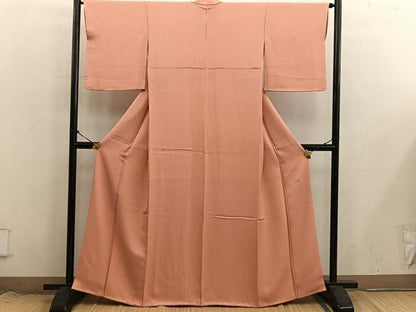 平和屋着物●京加賀友禅　百貫達雄監修　色無地　草花地紋　黄丹色　正絹　逸品　BAAX8680mz