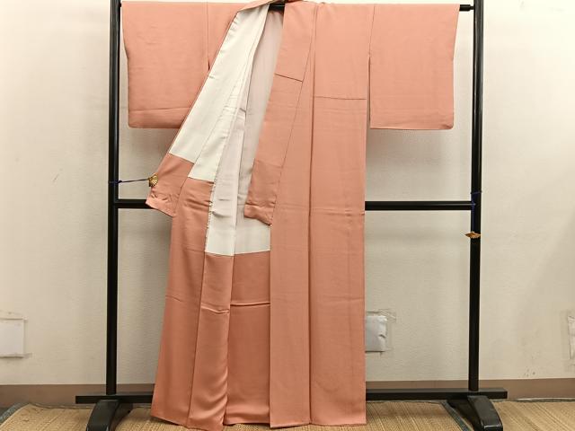 平和屋着物●京加賀友禅　百貫達雄監修　色無地　草花地紋　黄丹色　正絹　逸品　BAAX8680mz