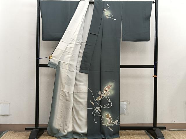 平和屋着物●訪問着　椿花文　暈し染め　金彩　正絹　逸品　BAAX8682mz