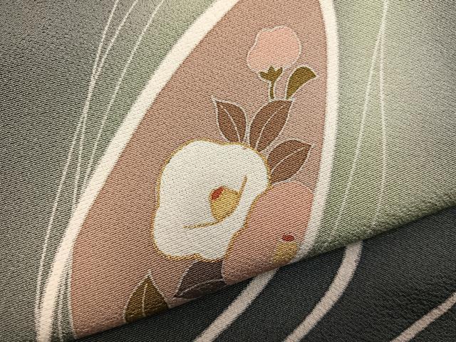 平和屋着物●訪問着　椿花文　暈し染め　金彩　正絹　逸品　BAAX8682mz