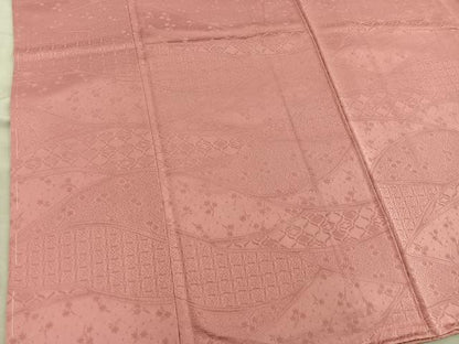 平和屋着物■上質な色無地　幾何学地紋　甚三紅色　正絹　逸品　BAAX8684mz