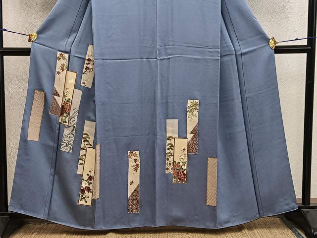 平和屋着物■訪問着　刺繍　短冊舞蝶花文　金彩　正絹　逸品　BAAX8685mz