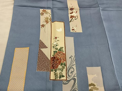 平和屋着物■訪問着　刺繍　短冊舞蝶花文　金彩　正絹　逸品　BAAX8685mz