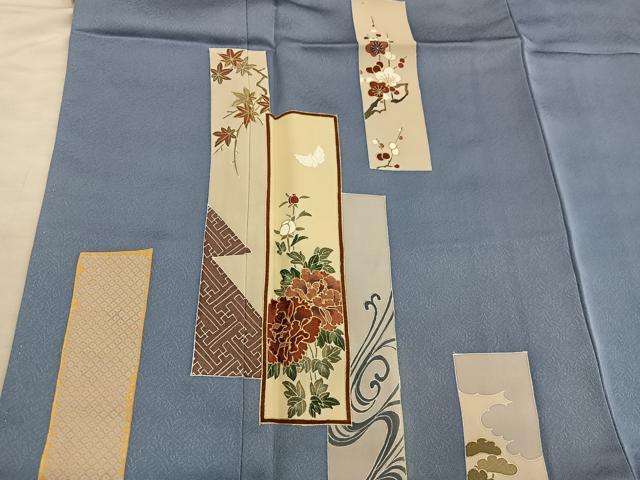 平和屋着物■訪問着　刺繍　短冊舞蝶花文　金彩　正絹　逸品　BAAX8685mz