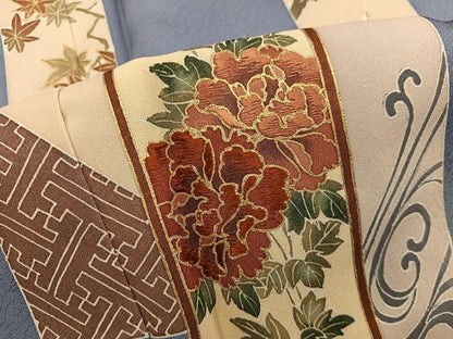 平和屋着物■訪問着　刺繍　短冊舞蝶花文　金彩　正絹　逸品　BAAX8685mz