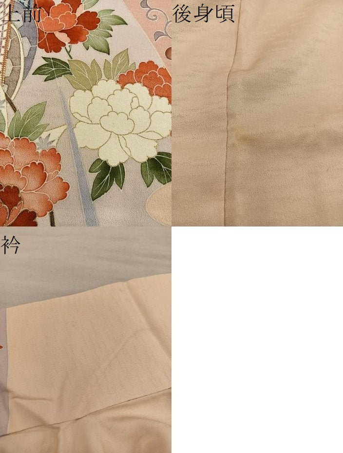 平和屋着物●訪問着　駒刺繍　御所車花文　金彩　高島屋扱い　正絹　逸品　BAAX8687mz