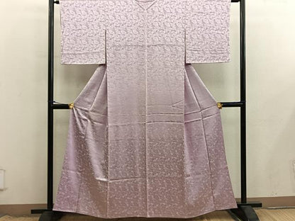 平和屋着物■上質な色無地　扇面地紋　水柿色　正絹　逸品　BAAX8688mz
