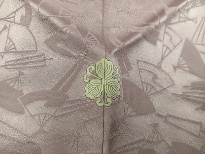 平和屋着物■上質な色無地　扇面地紋　水柿色　正絹　逸品　BAAX8688mz