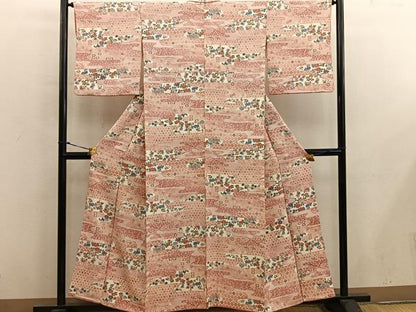 平和屋着物■上質な小紋　七宝花文　正絹　逸品　BAAX8690mz