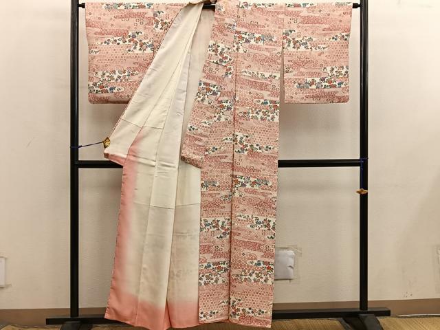 平和屋着物■上質な小紋　七宝花文　正絹　逸品　BAAX8690mz