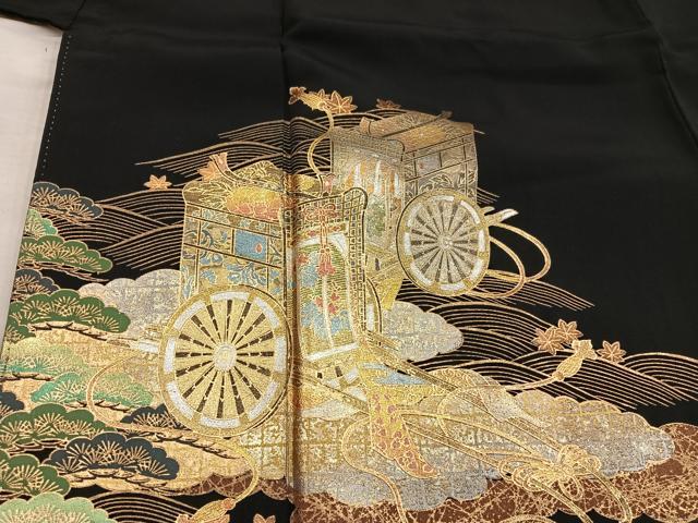 平和屋着物■豪華黒留袖　作家物　御所車松文　金彩　正絹　逸品　BAAX8692mz