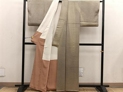 平和屋着物■上質な小紋　幾何学文様　正絹　逸品　BAAX8694mz
