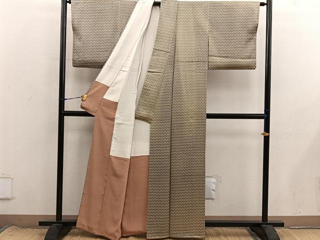 平和屋着物■上質な小紋　幾何学文様　正絹　逸品　BAAX8694mz