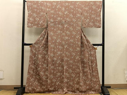 平和屋着物■上質な小紋　草花文　鬼しぼ縮緬　西武扱い　正絹　逸品　BAAX8696mz