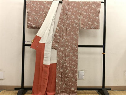 平和屋着物■上質な小紋　草花文　鬼しぼ縮緬　西武扱い　正絹　逸品　BAAX8696mz