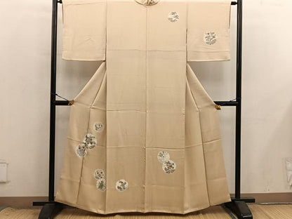 平和屋着物●訪問着　刺繍　雪輪菊花文　正絹　逸品　BAAX8699mz