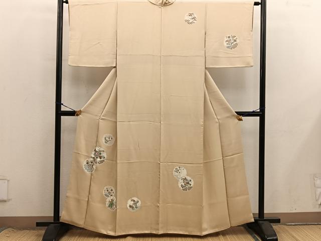 平和屋着物●訪問着　刺繍　雪輪菊花文　正絹　逸品　BAAX8699mz