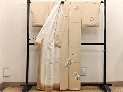 平和屋着物●訪問着　刺繍　雪輪菊花文　正絹　逸品　BAAX8699mz