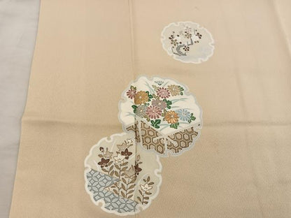 平和屋着物●訪問着　刺繍　雪輪菊花文　正絹　逸品　BAAX8699mz