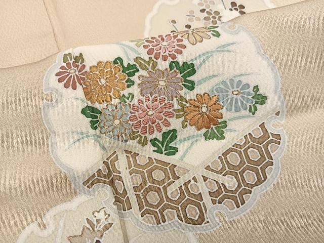 平和屋着物●訪問着　刺繍　雪輪菊花文　正絹　逸品　BAAX8699mz