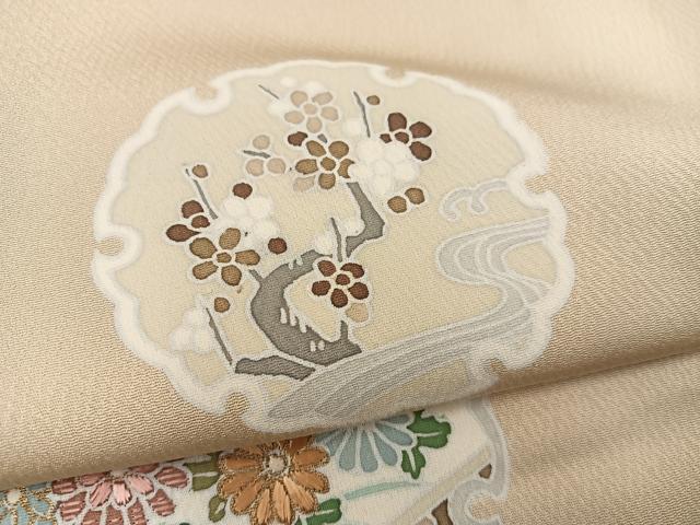 平和屋着物●訪問着　刺繍　雪輪菊花文　正絹　逸品　BAAX8699mz