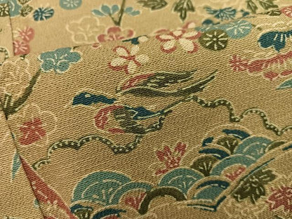 平和屋着物■上質な小紋　花鳥文　お召縮緬　正絹　逸品　BAAX8701mz