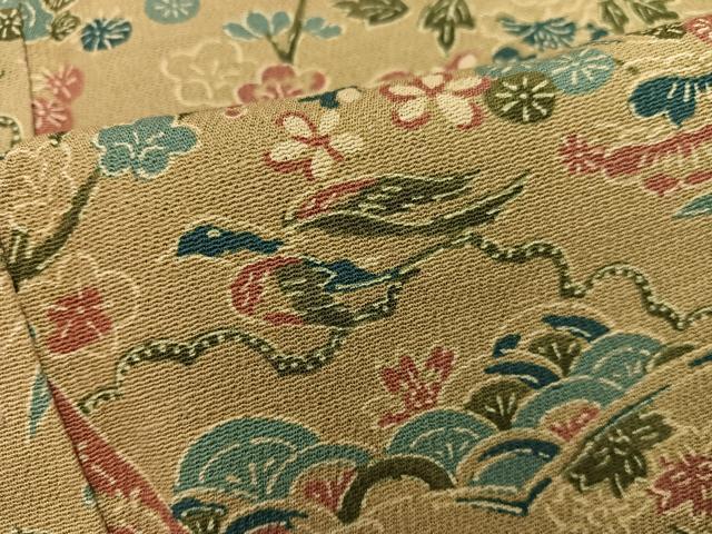 平和屋着物■上質な小紋　花鳥文　お召縮緬　正絹　逸品　BAAX8701mz