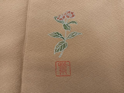 平和屋着物■上質な色無地　作家物　桑染色　正絹　逸品　BAAX8703mz