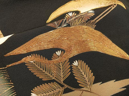 平和屋着物■豪華黒留袖　駒刺繍　飛鶴花文　金彩　健勝苑扱い　正絹　逸品　BAAX8705mz