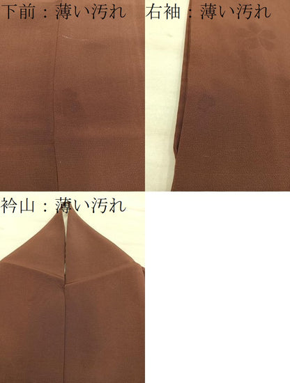 平和屋着物■上質な色無地　唐茶色　正絹　逸品　BAAX8710mz