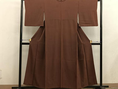 平和屋着物■上質な色無地　唐茶色　正絹　逸品　BAAX8710mz