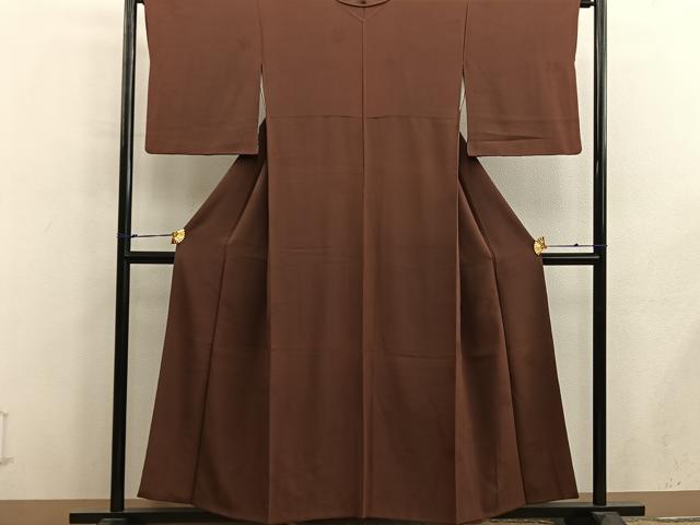 平和屋着物■上質な色無地　唐茶色　正絹　逸品　BAAX8710mz