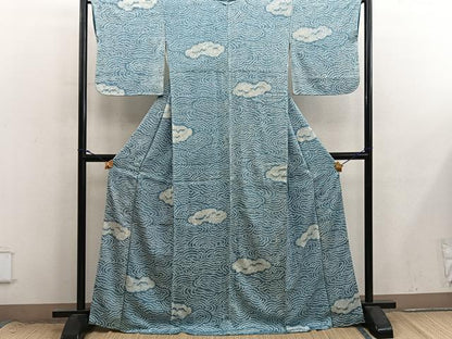 平和屋着物●上質な小紋　総絞り　雲重ね文　正絹　逸品　BAAX8711mz