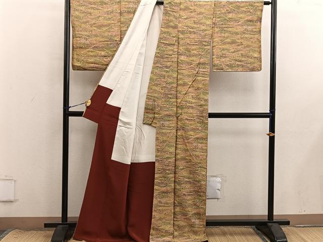 平和屋着物■上質な小紋　遠山花文　正絹　逸品　BAAX8712mz