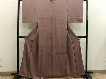 平和屋着物■上質な色無地　霞地紋　砺茶色　正絹　逸品　BAAX8715mz