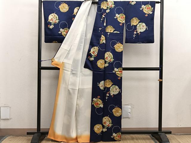 平和屋着物■上質な小紋　雪輪菊花文　正絹　逸品　BAAX8718mz