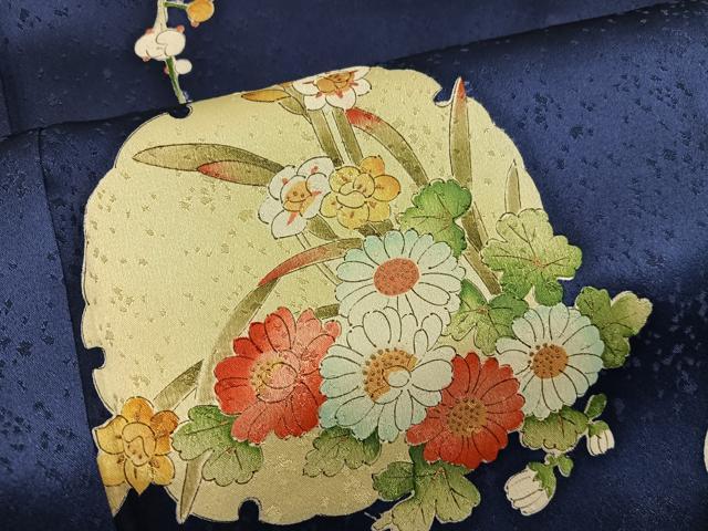 平和屋着物■上質な小紋　雪輪菊花文　正絹　逸品　BAAX8718mz
