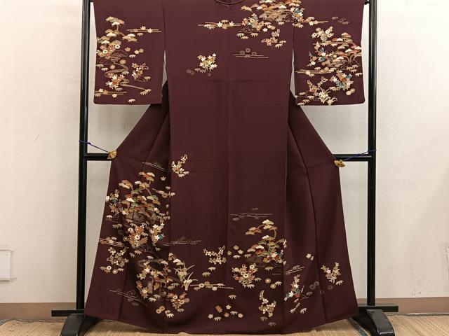 平和屋着物●訪問着　風景花文　金彩　正絹　逸品　BAAX8720mz