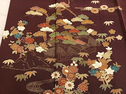 平和屋着物●訪問着　風景花文　金彩　正絹　逸品　BAAX8720mz