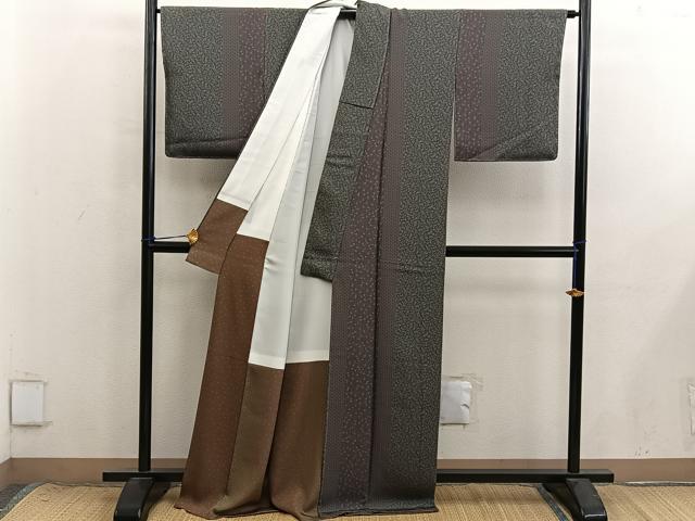 平和屋着物●上質な小紋　草花文　正絹　逸品　BAAX8722mz