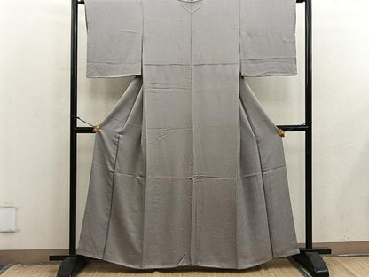 平和屋着物●上質な色無地　草花地紋　茶鼠色　高島屋扱い　正絹　逸品　BAAX8726mz