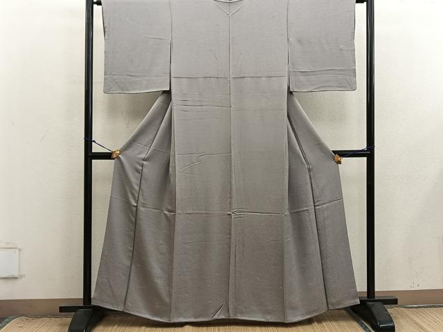 平和屋着物●上質な色無地　草花地紋　茶鼠色　高島屋扱い　正絹　逸品　BAAX8726mz