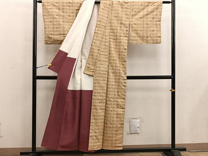 平和屋着物■上質な紬　花織　正絹　逸品　BAAX8727mz