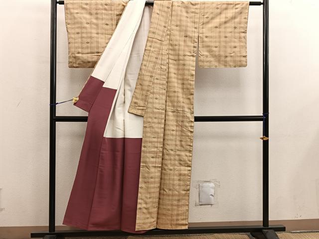平和屋着物■上質な紬　花織　正絹　逸品　BAAX8727mz