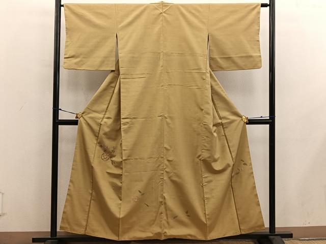 平和屋着物■色留訪問着　紬地　椿花文　正絹　逸品　BAAX8729mz