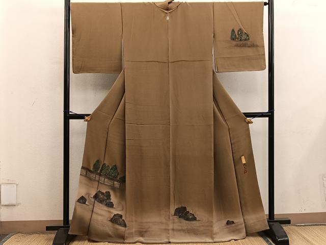 平和屋着物●訪問着　作家物　紙芸　石庭文　暈し染め　鬼しぼ縮緬　正絹　逸品　BAAX8737mz